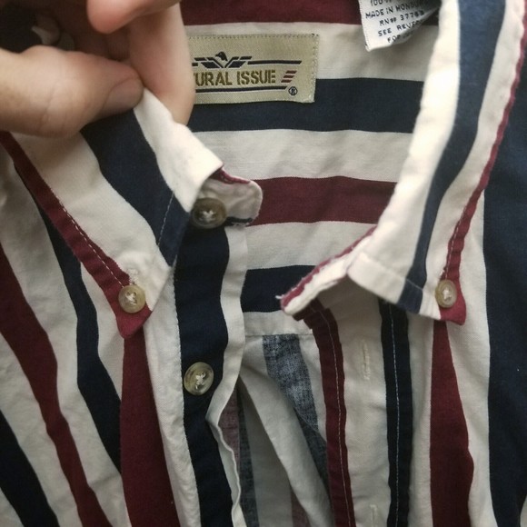Natural Issue L RW&B Striped Multicolor Button-Down Shirt 52" 31" 10.25" - Picture 9 of 14